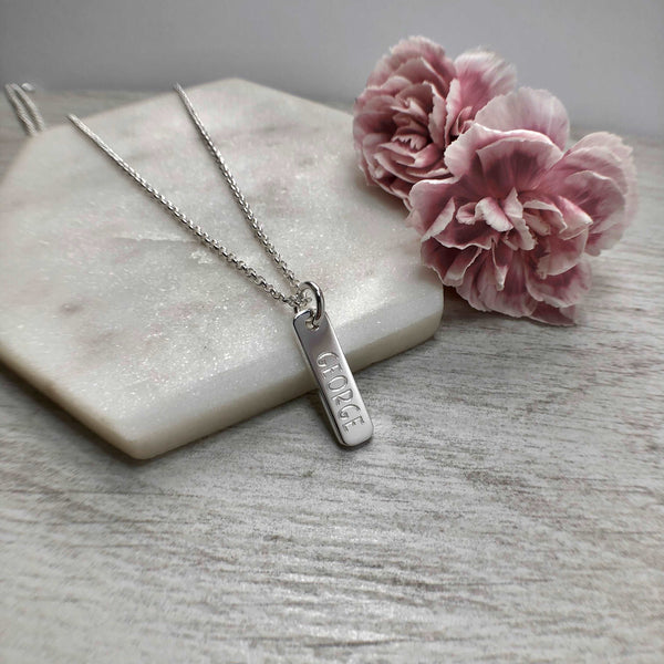 Men's silver name necklace, any name, word or date