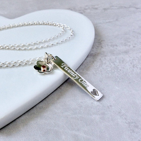 21st birthday necklace with name engraved on the back - Tracy Anne Jewellery