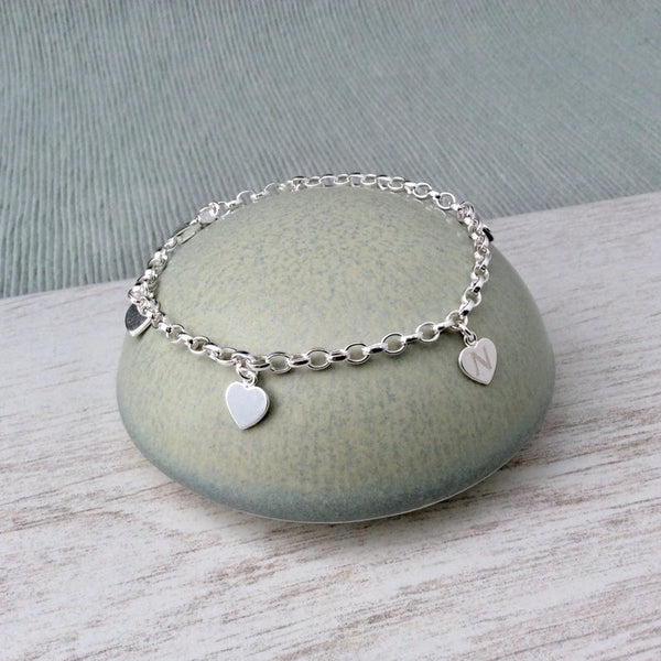 Personalised silver charm bracelet