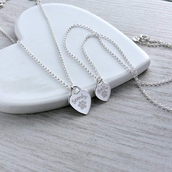 Paw print necklace - sterling silver, choose from two sizes, 10mm or 12mm - Tracy Anne Jewellery