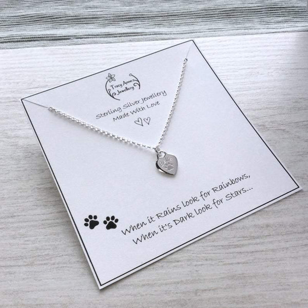 Paw print necklace - sterling silver, choose from two sizes, 10mm or 12mm - Tracy Anne Jewellery