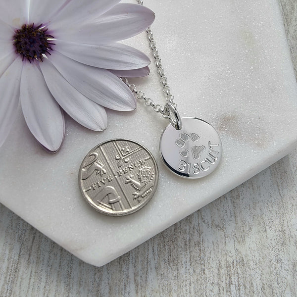 Actual dog / cat paw print necklace, personalised with pets own paw