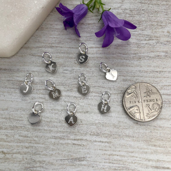 TINY initial / letter charms, sterling silver