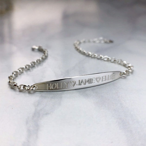 Personalised sterling silver ID bracelet