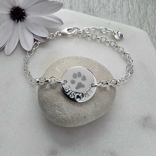 Actual dog / cat paw print bracelet, personalised with pets own paw