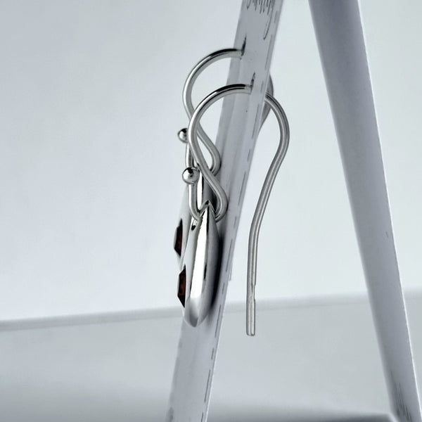 Birthstone earrings, solid sterling silver teardrops with cz crystals