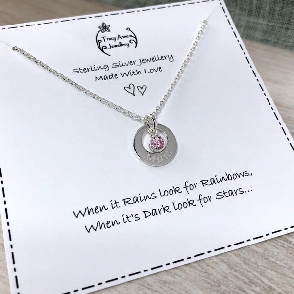 Mothers Day gift, a beautiful necklace with birthstone charm, 14mm - Tracy Anne Jewellery