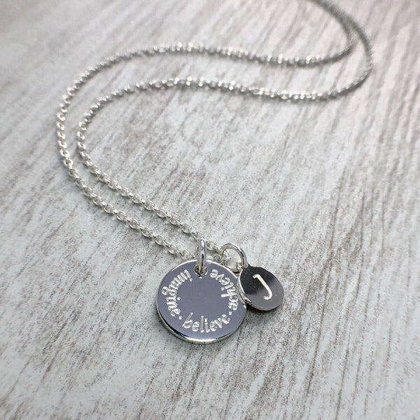 Engraved circle necklace with initial charm - Tracy Anne Jewellery