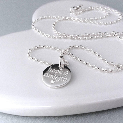 Quote necklace - Hope & Strength - sterling silver 12mm - Tracy Anne Jewellery