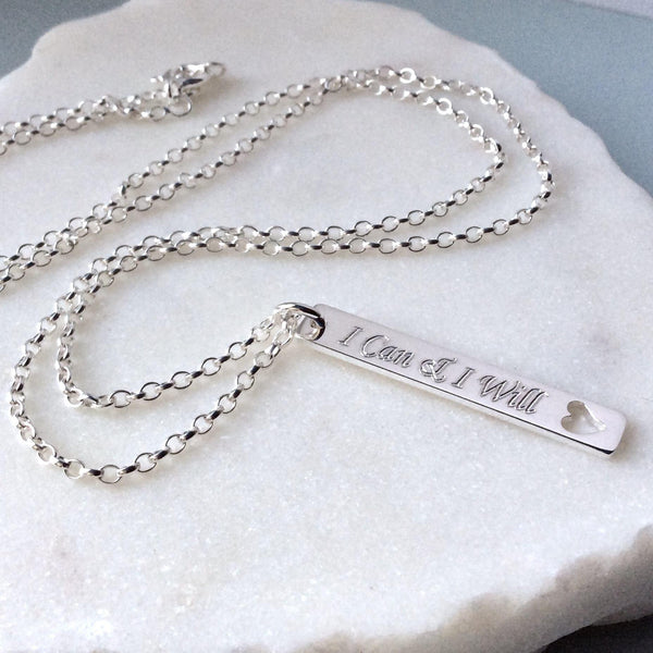 Quote necklace - I Can & I Will - lovely motivational gift - Tracy Anne Jewellery
