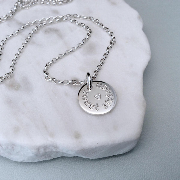 Sweet 16 necklace with birthday girl's name engraved on the back, 12mm - Tracy Anne Jewellery