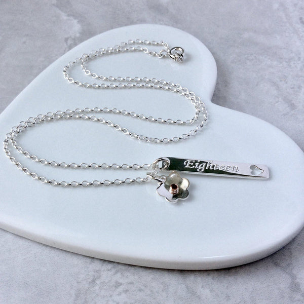 18th birthday necklace with name engraved on the back - Tracy Anne Jewellery