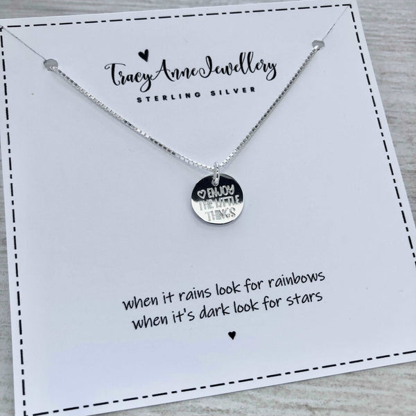 Quote necklace - ENJOY THE LITTLE THINGS