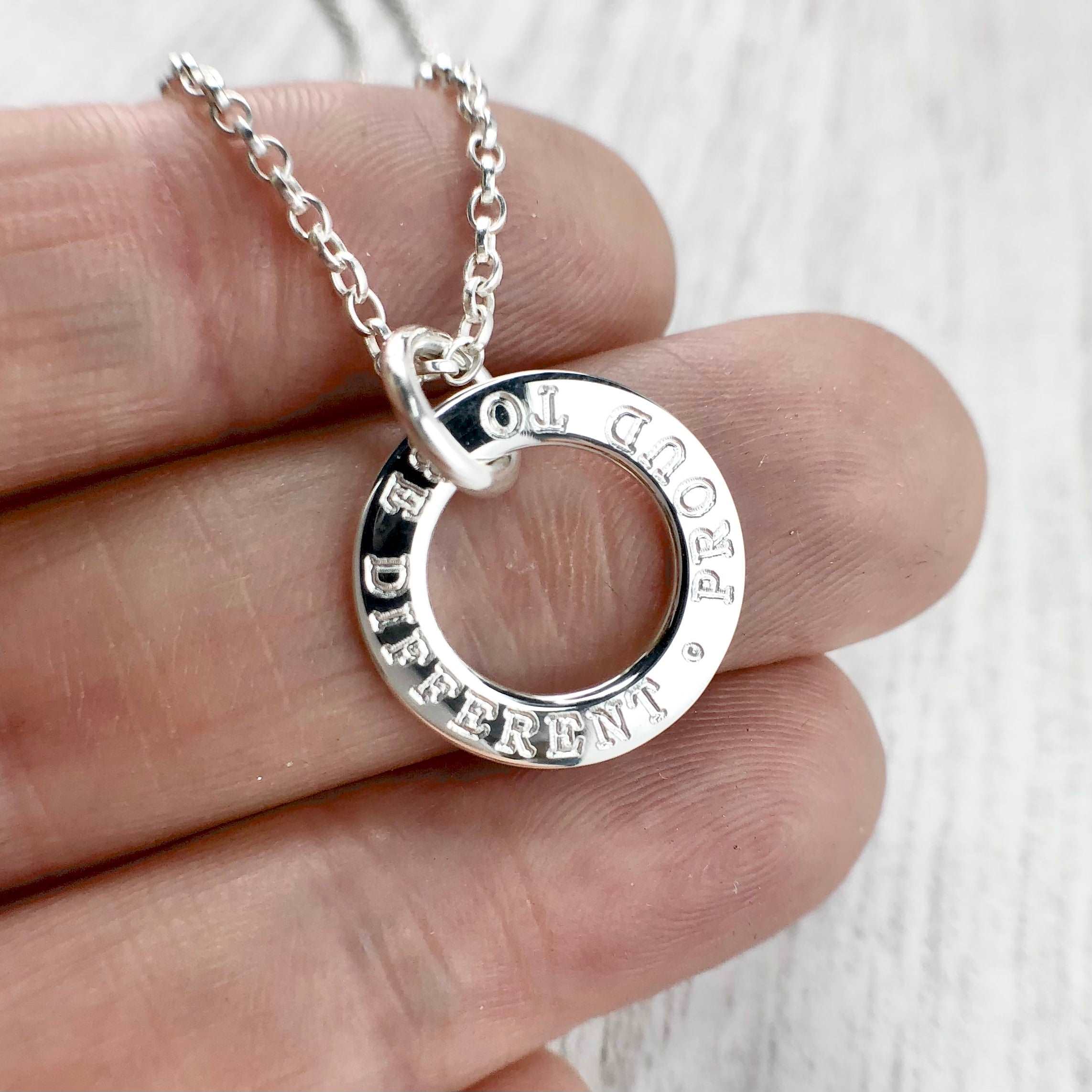 Engraved hot sale washer necklace