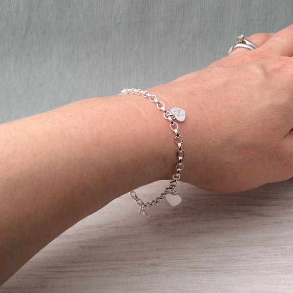 Personalised silver charm bracelet