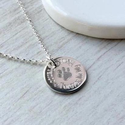 Pet memorial / paw print necklace personalised in sterling silver, 15mm - Tracy Anne Jewellery
