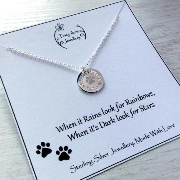 Pet memorial / paw print necklace personalised in sterling silver, 15mm - Tracy Anne Jewellery